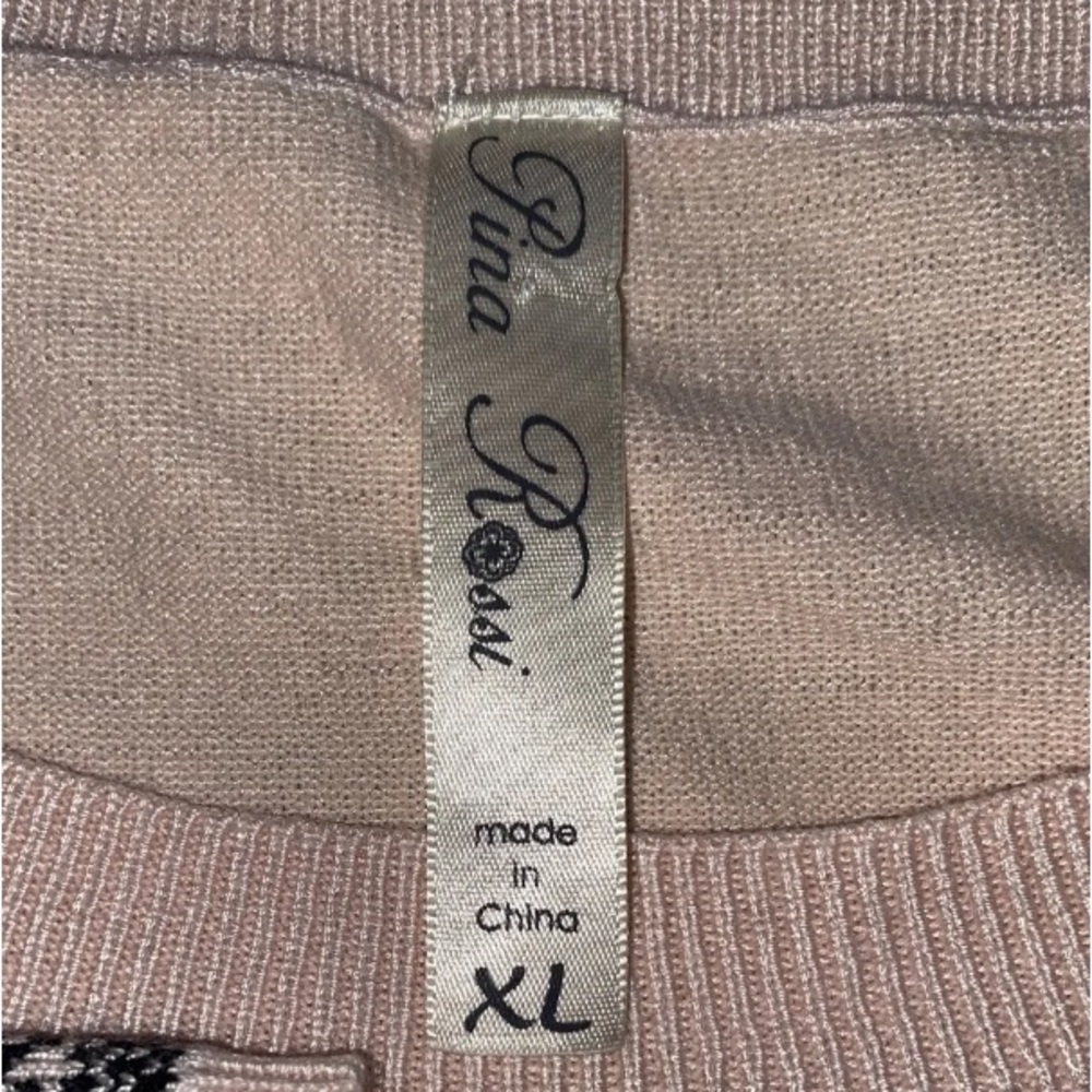 Pina & Rossi Women's XL Pink & Black Long Sleeve Wide Hem Sweater - Picture 2 of 4